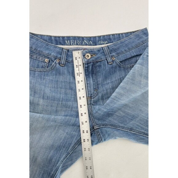Merona Jeans Women’s Blue Denim Crop Cuffed Mid Rise Jeans 12R Normcore - Picture 4 of 8